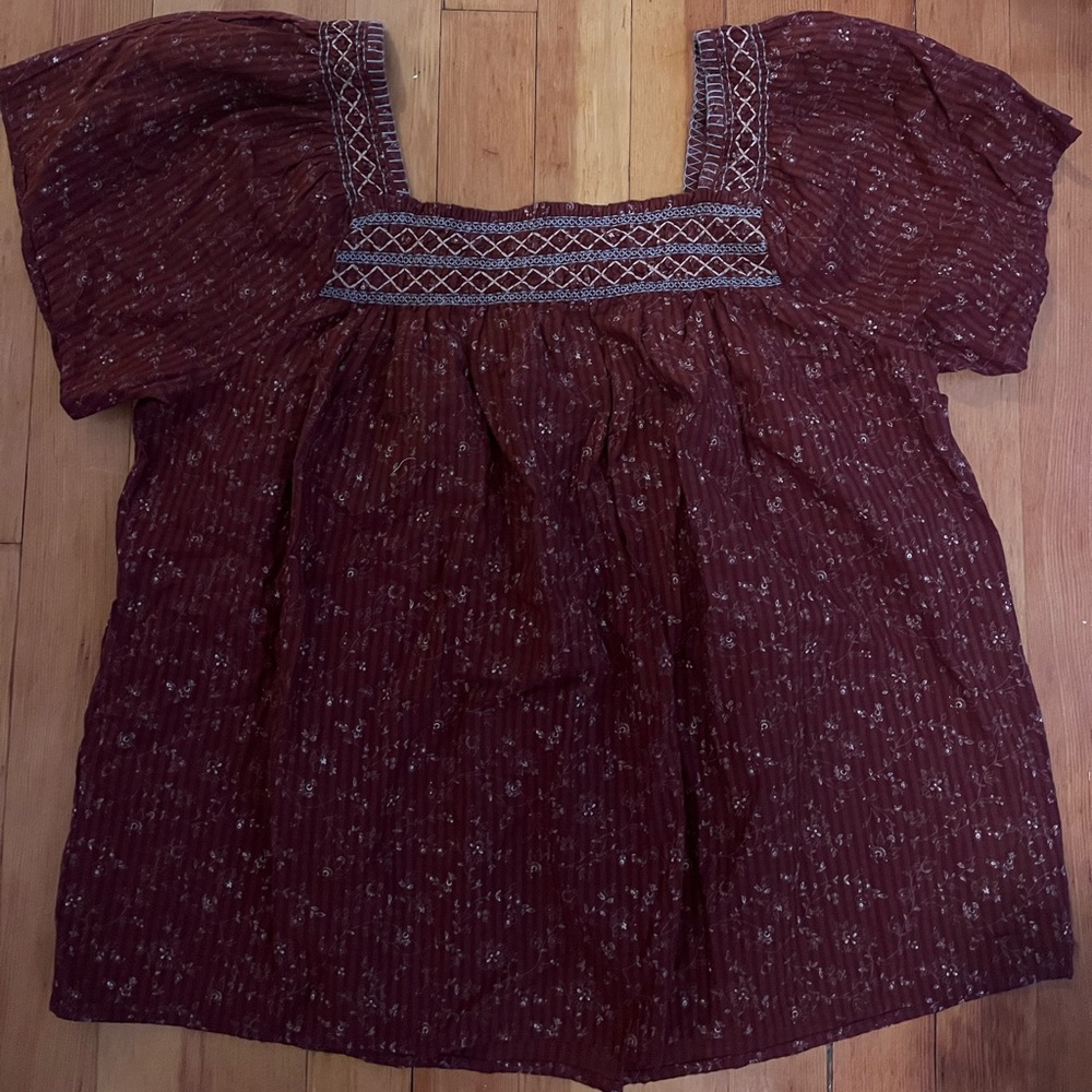 MADEWELL Square Neck Smocked Top in Dotted Vines